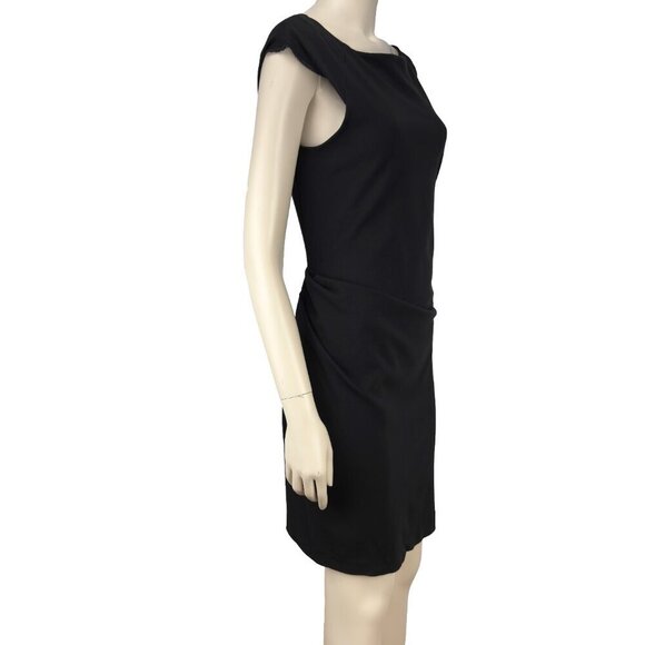 DIANE VON FURSTENBERG Gabi Knit Suiting Jersey Ruched Sheath Black Dress Size 6 - Picture 6 of 11